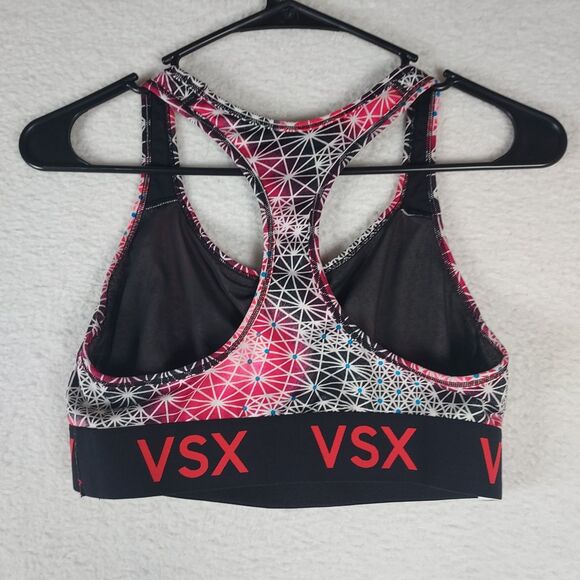 VSX Sport Victoria’s Secret Sports Bra L Red Black Geometric Print Racerback - Picture 2 of 8